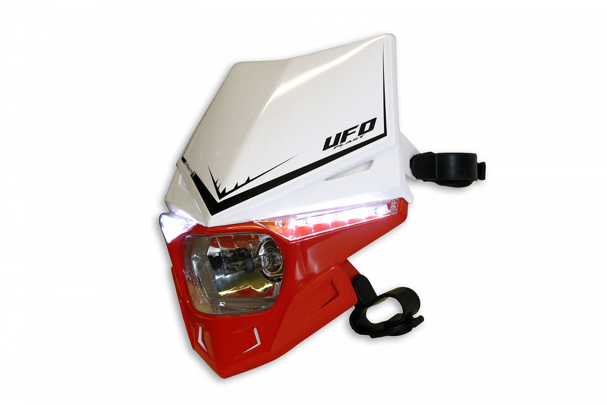 Motocross Stealth headlight white and red - Headlight - PF01715-W070 - Ufo Plast