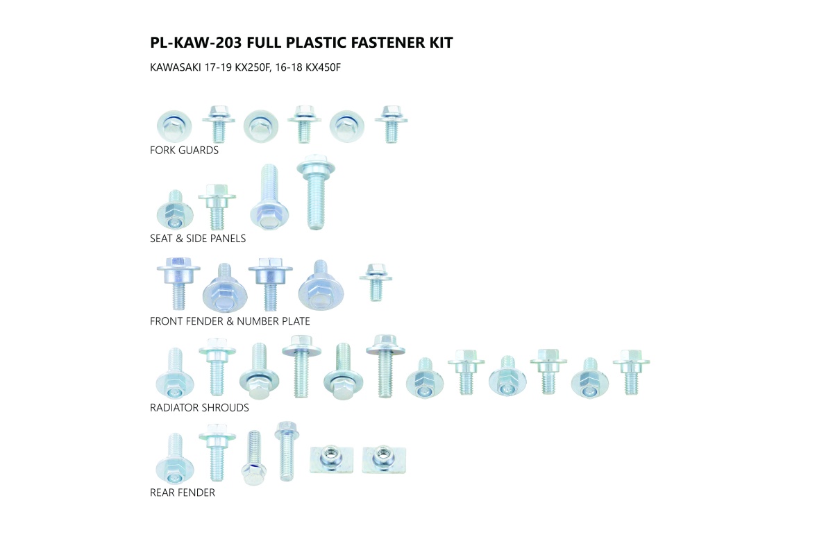 Motocross full plastic fastener kit for Kawasaki - Other items - AC02434 - Ufo Plast